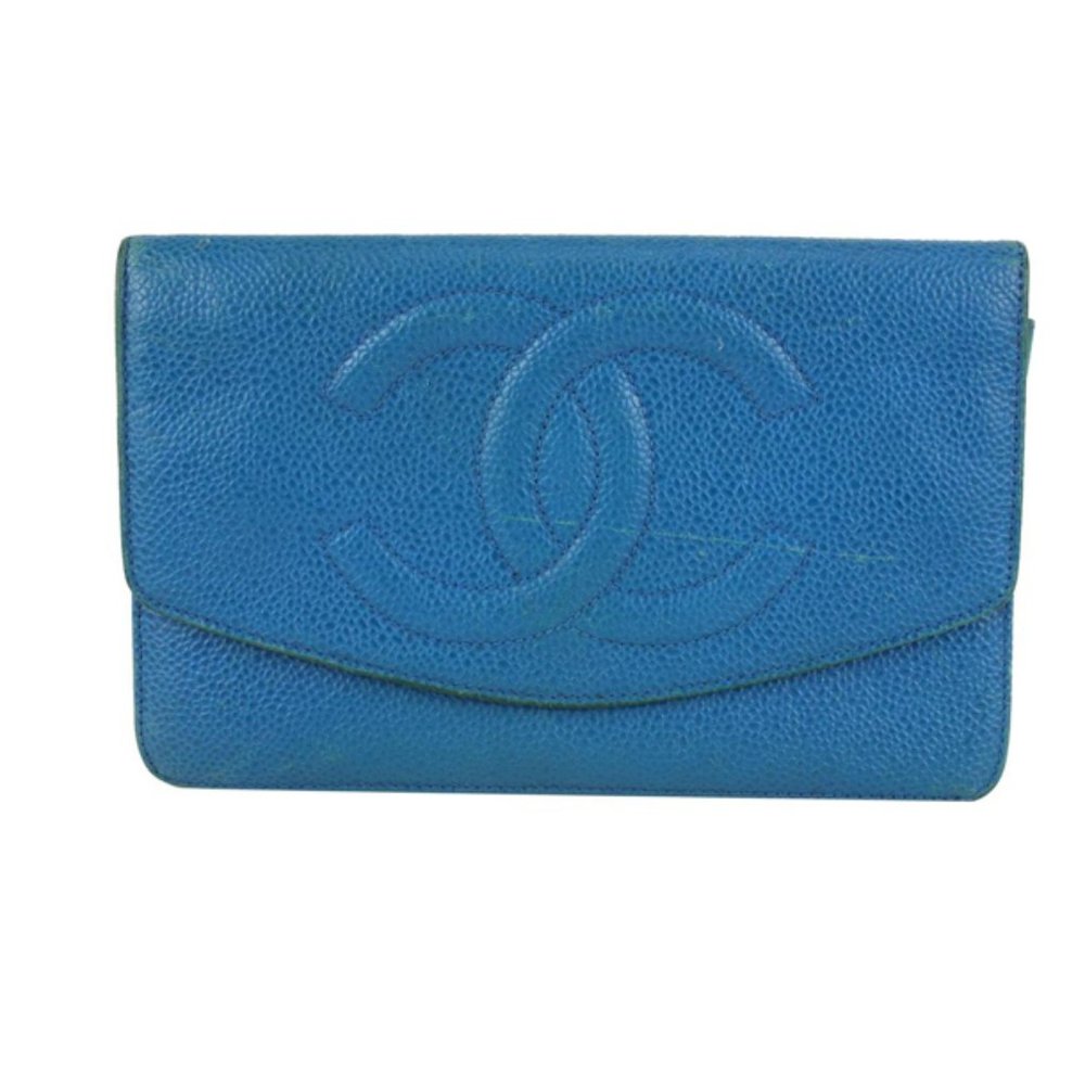 CHANEL Blue Leather Wallet